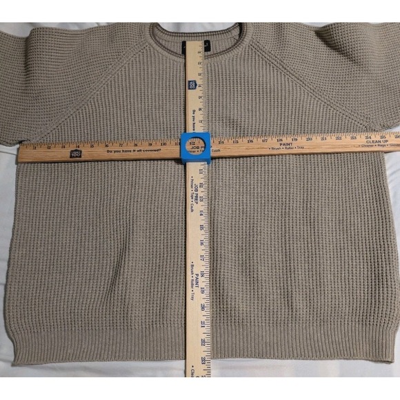 Eddie Bauer Sweater Mens L Oatmeal Waffle Knit Cotton Made in UK Fisherman Crew - Picture 6 of 9